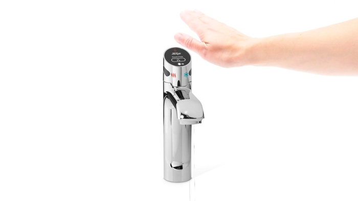 Smart infrared sensors detect hand movements when in a 1.5 - 5cm range of the tap, with water flow stopping immediately once the hand is moved away.